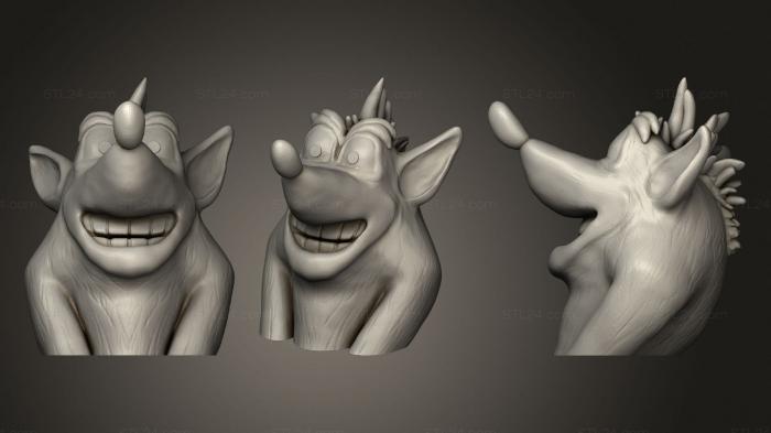 Busts of heroes and monsters (A cartoon wolf, BUSTH_1019) 3D models for cnc